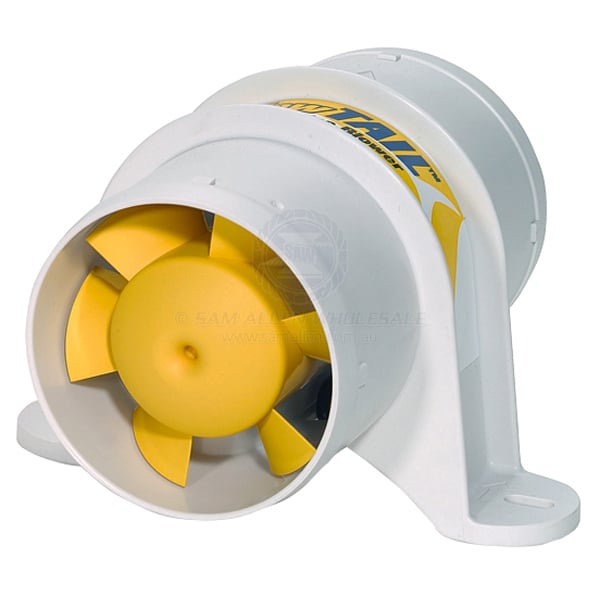 Bilge blower Shurflo Yellow Tail in-line 12v suit 102mm ID hose | Sam Allen