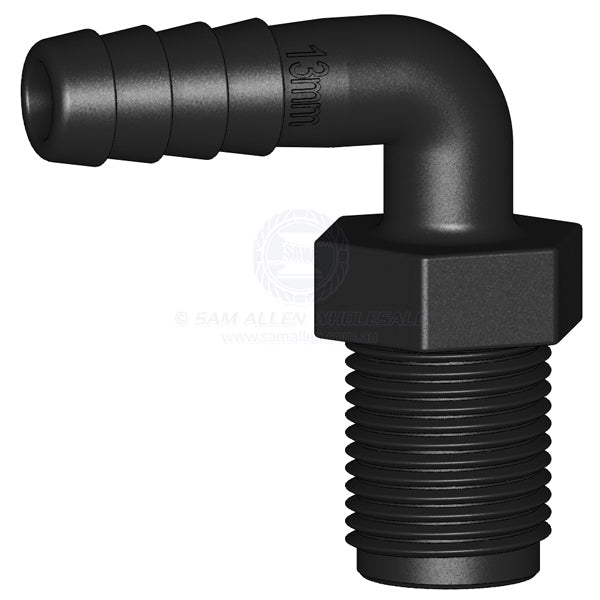 Hose tail Trudesign black 90° elbow 1/2 BSPM x 1/2 | Sam Allen