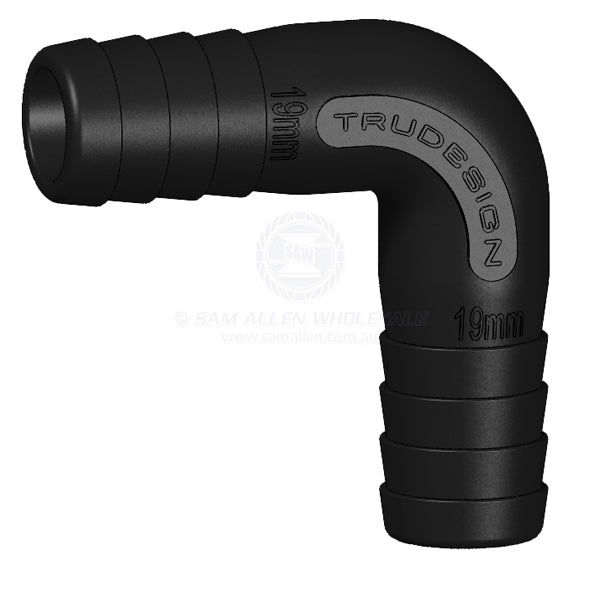 Hose joiner Trudesign black 90° elbow 3/4 x 3/4 | Sam Allen