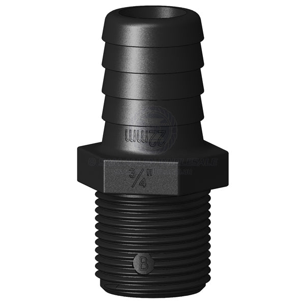 Hose tail Trudesign black straight 3/4 BSPM x 7/8 | Sam Allen