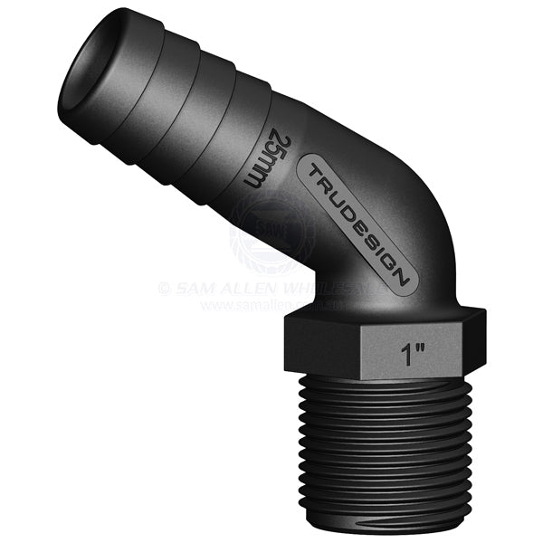 Hose tail Trudesign black 120° elbow 1 BSPM x 1 | Sam Allen