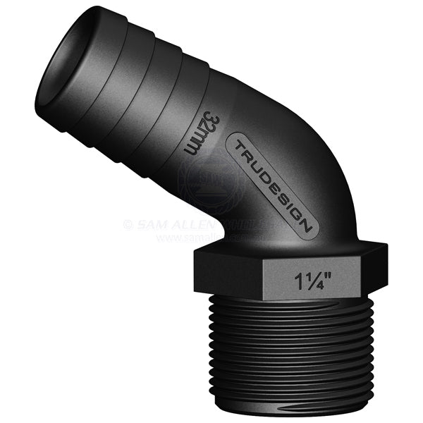 Hose tail Trudesign black 120° elbow 1-1/4 BSPM x 1-1/4 | Sam Allen