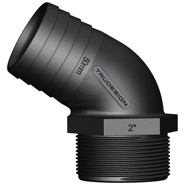 Hose tail Trudesign black 120° elbow 2 BSPM x 2 | Sam Allen