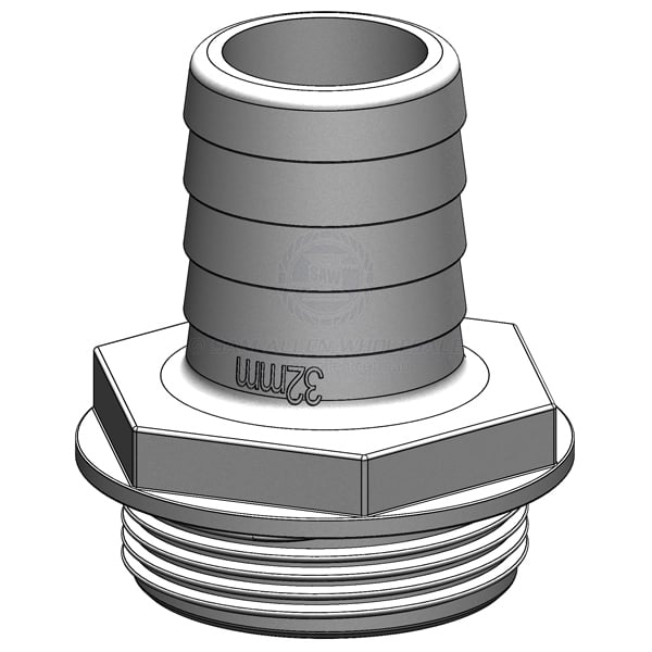 Hose tail Trudesign white Aquavalve straight 1-1/4 | Sam Allen