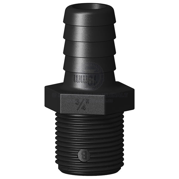 Hose tail Trudesign black straight 3/4 BSPM x 3/4 | Sam Allen