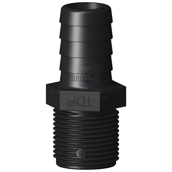 Hose tail Trudesign black straight 1 BSPM x 1 | Sam Allen
