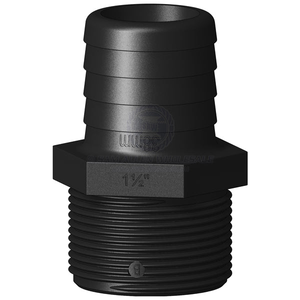 Hose tail Trudesign black straight 1-1/2 BSPM x 1-1/2 | Sam Allen
