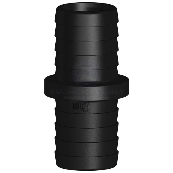 Hose joiner Trudesign black straight 1-1/4 x 1-1/4 | Sam Allen