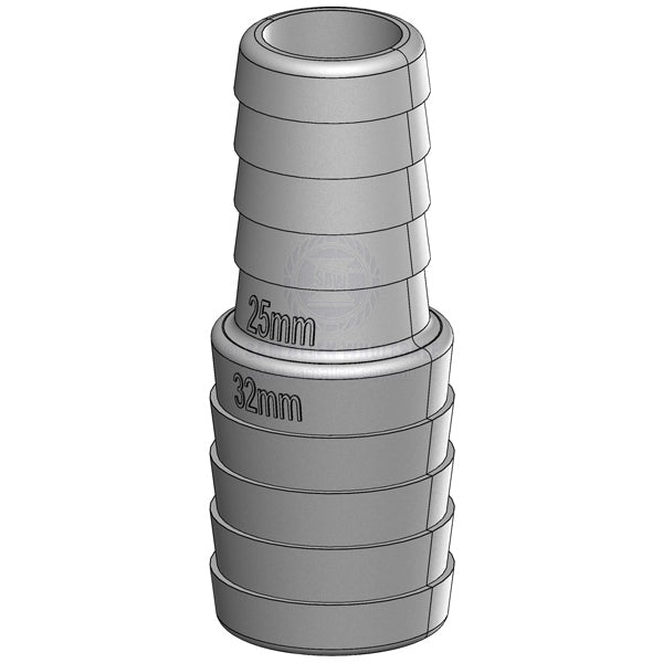 Hose joiner Trudesign white straight 1 x 1-1/4 | Sam Allen