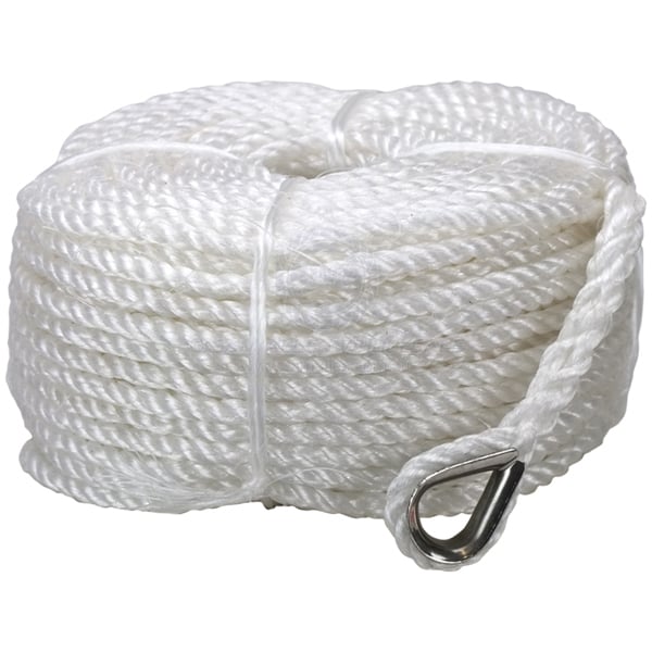 Anchor rope polyethylene silver with SS thimble 8mm x 30m | Sam Allen