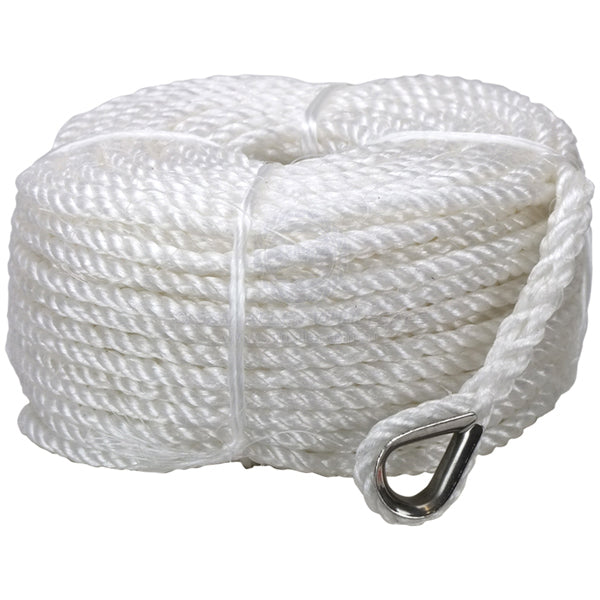 Anchor rope polyethylene silver SS thimble 8mm x 100m - pack of 3