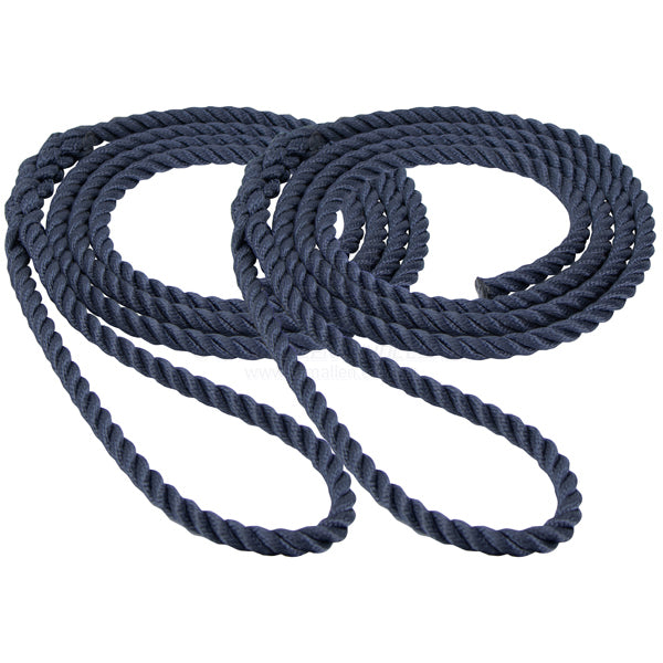 Fender lines polyester 3 strand with eye navy blue 12mm x 3m pair | Sam Allen