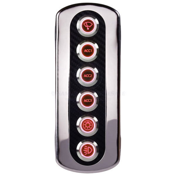 Switch panel SS with carbon face 6 gang LED PC red - pack of 4