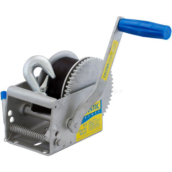 Winch trailer Atlantic 5:1 700kg line pull with 6m strap & gal hook | Sam Allen