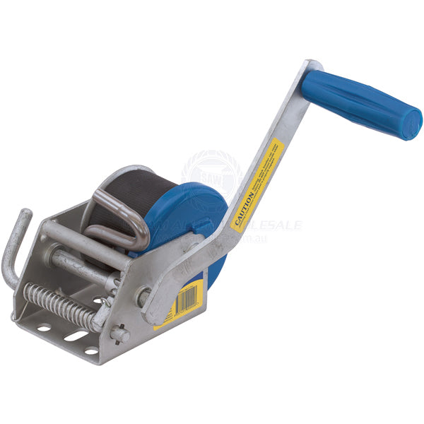 Winch trailer Atlantic Tinny 3:1 300kg 4.5m strap with SS S hook | Sam Allen