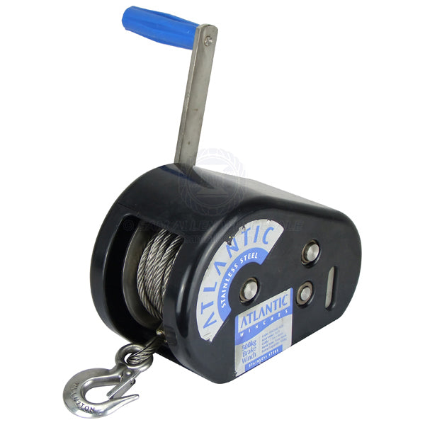 Winch brake Atlantic SS 10:1 500kg 7.5mm x 6mm gal cable & snap hook | Sam Allen