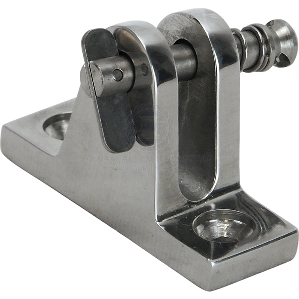 Canopy deck mount 316G cast SS angled base quick release pin | Sam Allen
