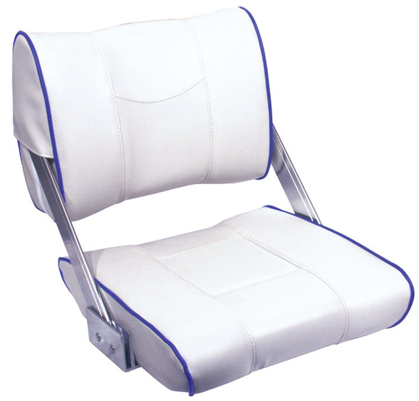 Axis Flip Back Seat Ivory White / Dark Blue Piping