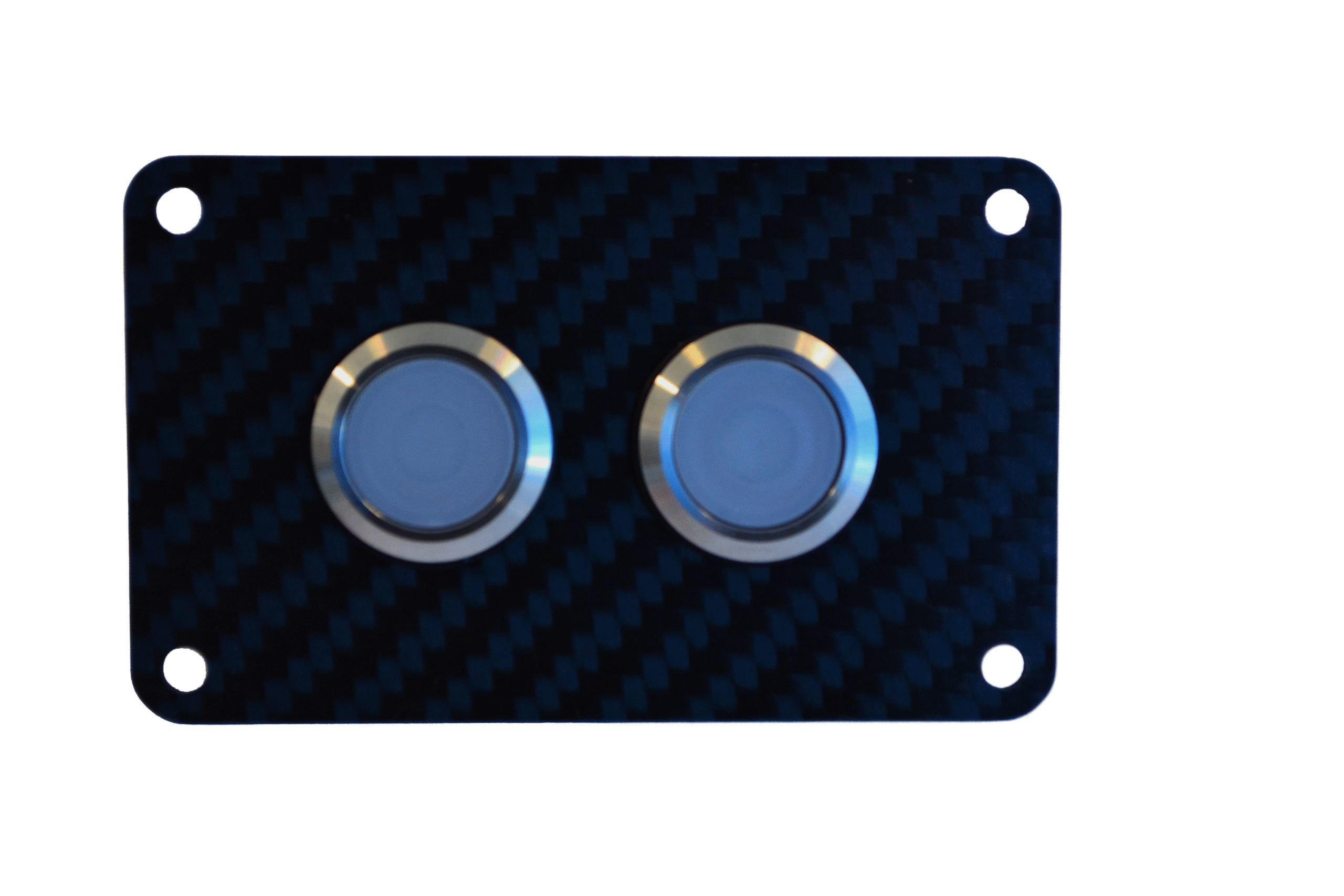 2 gang carbon fibre switch panel with 20A backlit switches