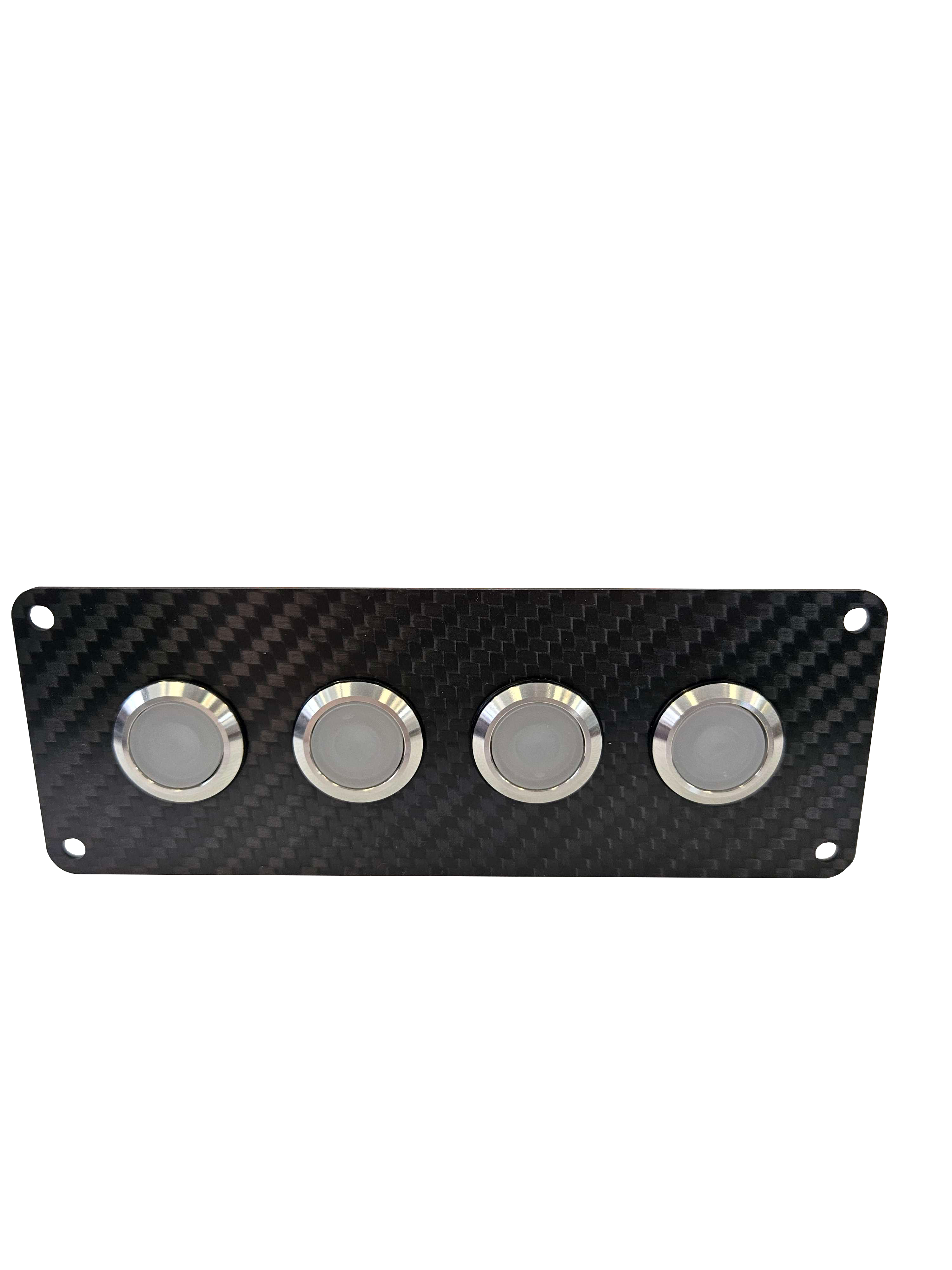 4 gang carbon fibre switch panel with 20A backlit switches