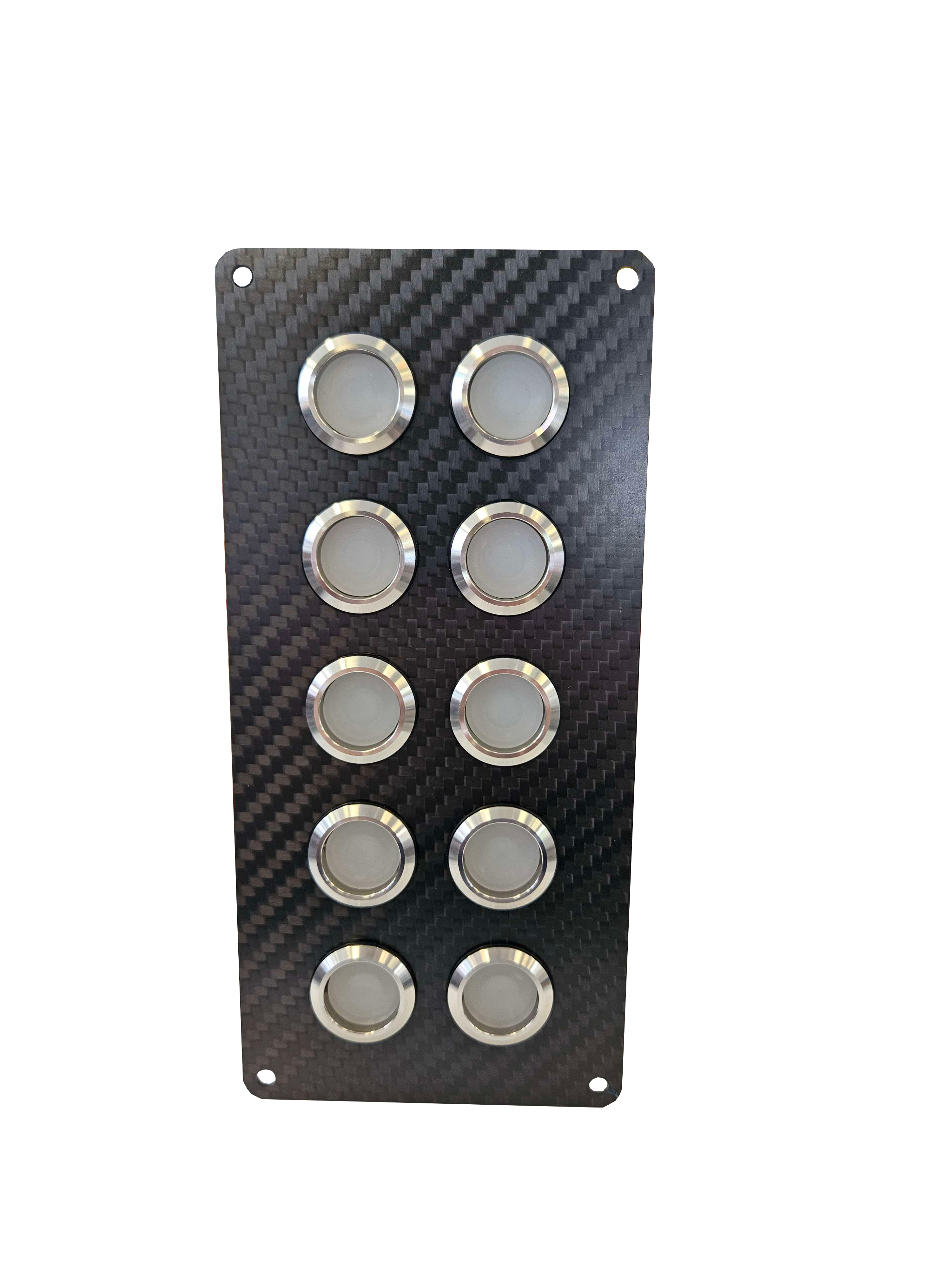 10 gang carbon fibre switch panel with 20A backlit switches