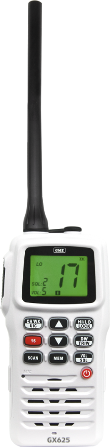 GME GX625W 5/1 Watt Handheld VHF Marine Radio - White