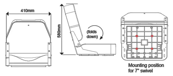 Oceansouth High Back Deluxe Folding Boat Seat