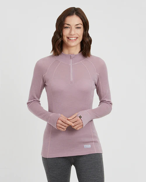 XTM Ladies Merino 230 Wool  Zip Neck Thermal Long Sleeve Top