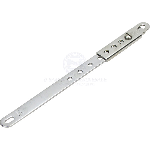 Stay adjuster Riley SS vernier type with long strap & eye end