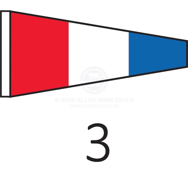 Numeral pennant '3' size 5 915 x 280mm | Sam Allen