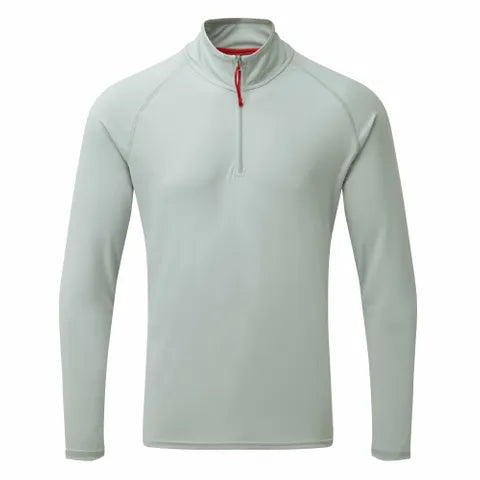 Mens UV Tec Zip Tee Long Sleeve-Med Grey