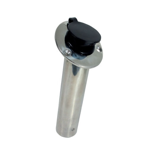 Medium Duty Flush Mount Rod Holder - Cast Stainless Steel With Cap