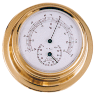 70mm Thermometer & Hygrometer Combo Polished Brass