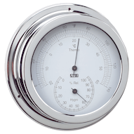 120mm Thermometer & Hygrometer Combo Chrome Plated Brass