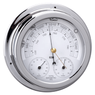 120mm Barometer, Thermometer & Hygrometer Combo Chrome Plated Brass