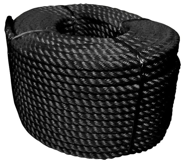 3 Strand Black Polyester Rope