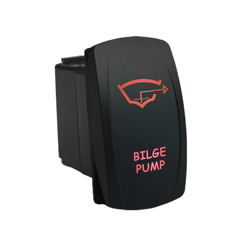 Laser Etched Water Resistant Rocker Switches - Red Illuminated