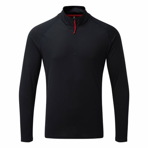 Mens UV Tec Zip Tee Long Sleeve-Navy