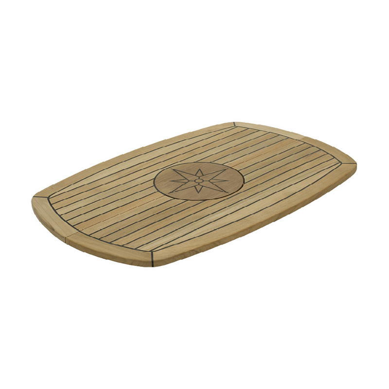 Nautic Star Teak Table Top - Folding Ellipse with Circle